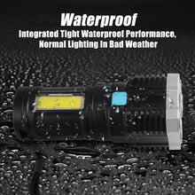 9370 Multifunctional Strong 4 Led Torch Light Portable Rechargeable Flashlight Long Distance Beam Range 800 Lumens Cob Light 4 Mode Emergency For Hiking Walking Camping (4 Led Torch)