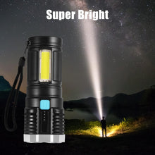 9370 Multifunctional Strong 4 Led Torch Light Portable Rechargeable Flashlight Long Distance Beam Range 800 Lumens Cob Light 4 Mode Emergency For Hiking Walking Camping (4 Led Torch)